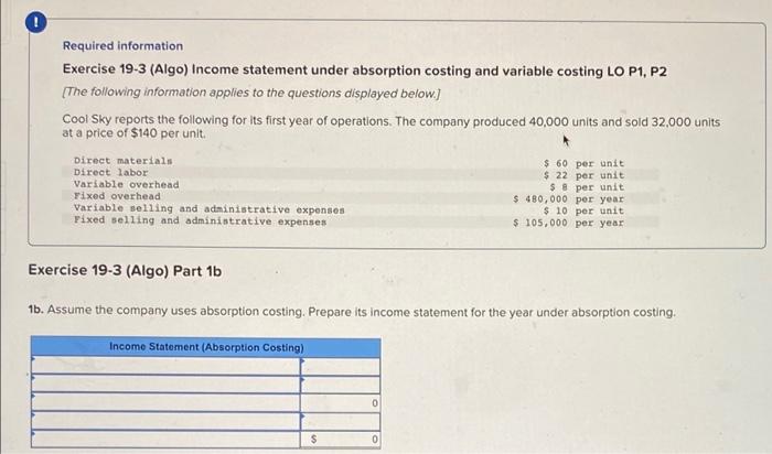 and variable costing LO P1, P2 [The following information applies to the