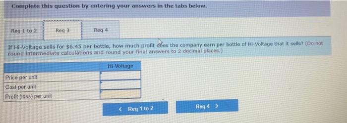 materials Dry materials Bottles Labels Machine setups Machine hours Hi Voltage 12,000