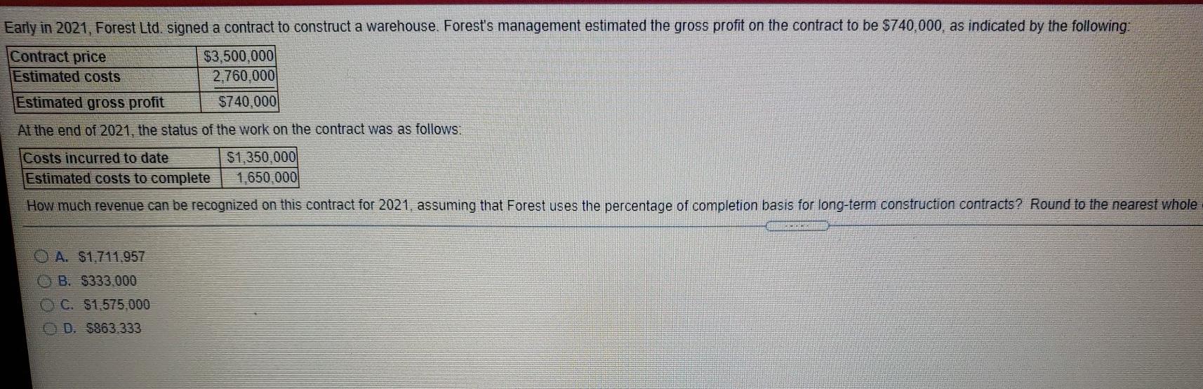 O A. This method defers any profit until the contract is completed.