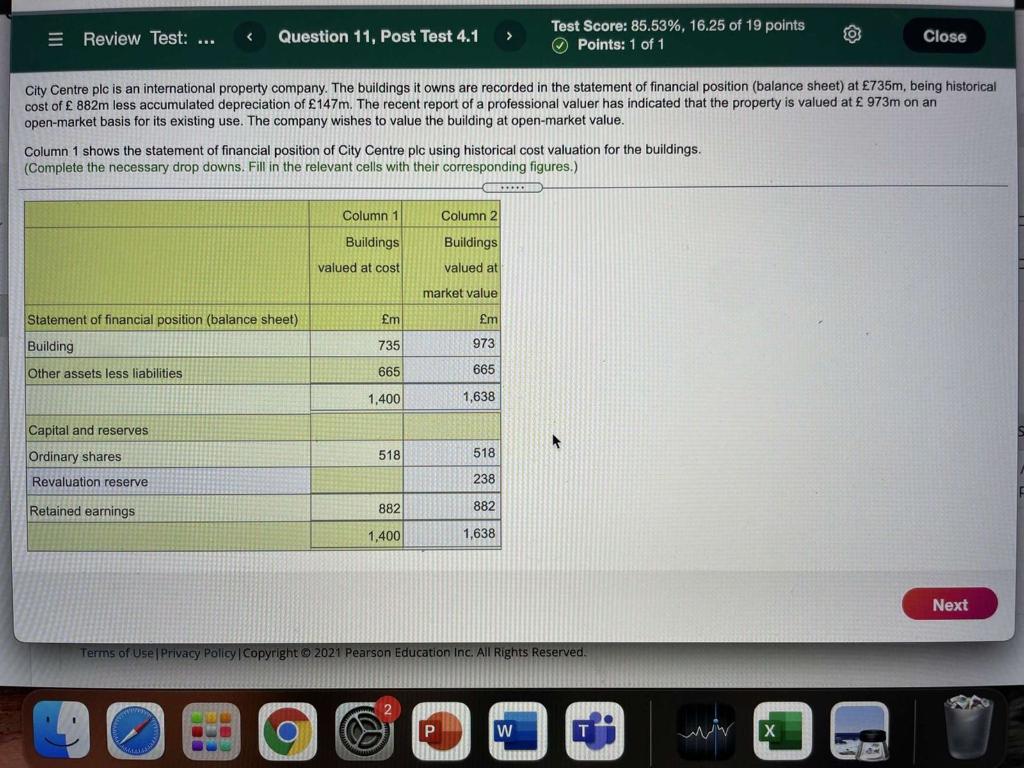  = Review Test: ... Question 11, Post Test 4.1 Test Score:
