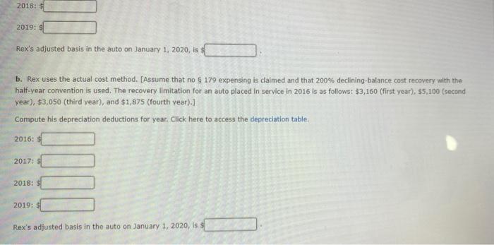 Rex purchases a new automobile for $58,000. He uses the car 80%