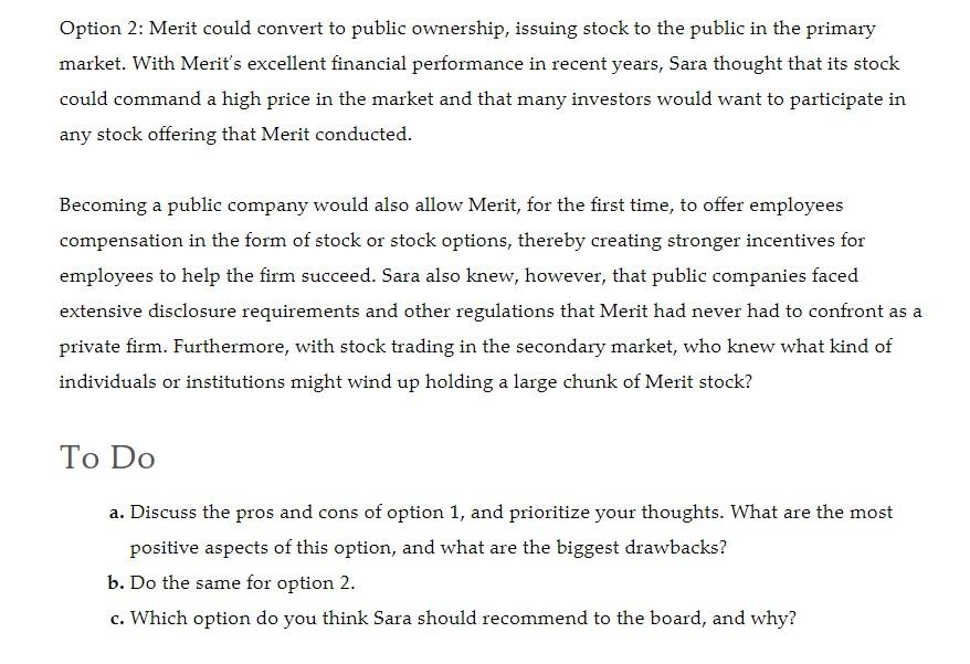 Integrative Case 1 Merit Enterprise Corp. Sara Lehn, chief financial officer of