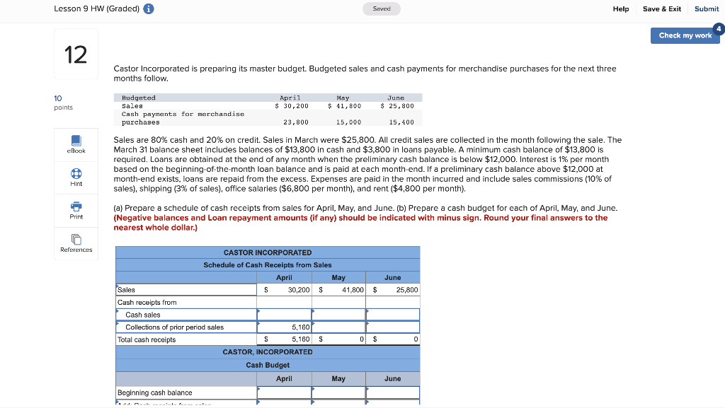 Lesson 9 HW (Graded) i Saved Help Save & Exit Submit