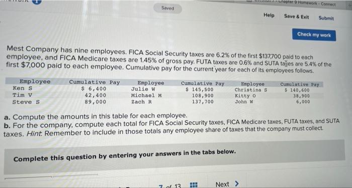  Chapter 9 Homework - Connect Saved Help Save & Exit Submit