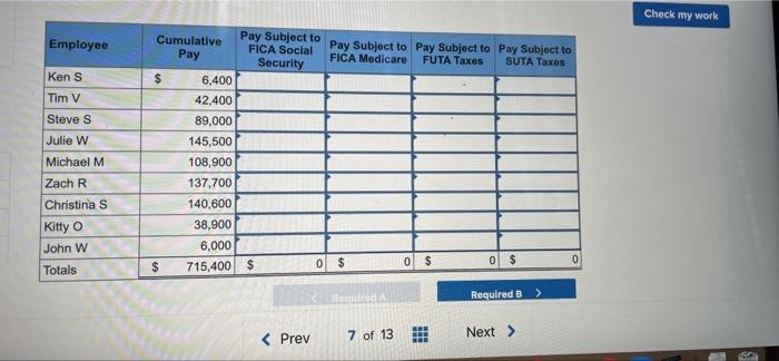 Check my work Mest Company has nine employees. FICA Social Security taxes
