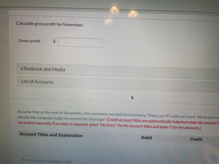 Date Unit Price $51 Nov. 1 9 45 15 Description Beginning inventory