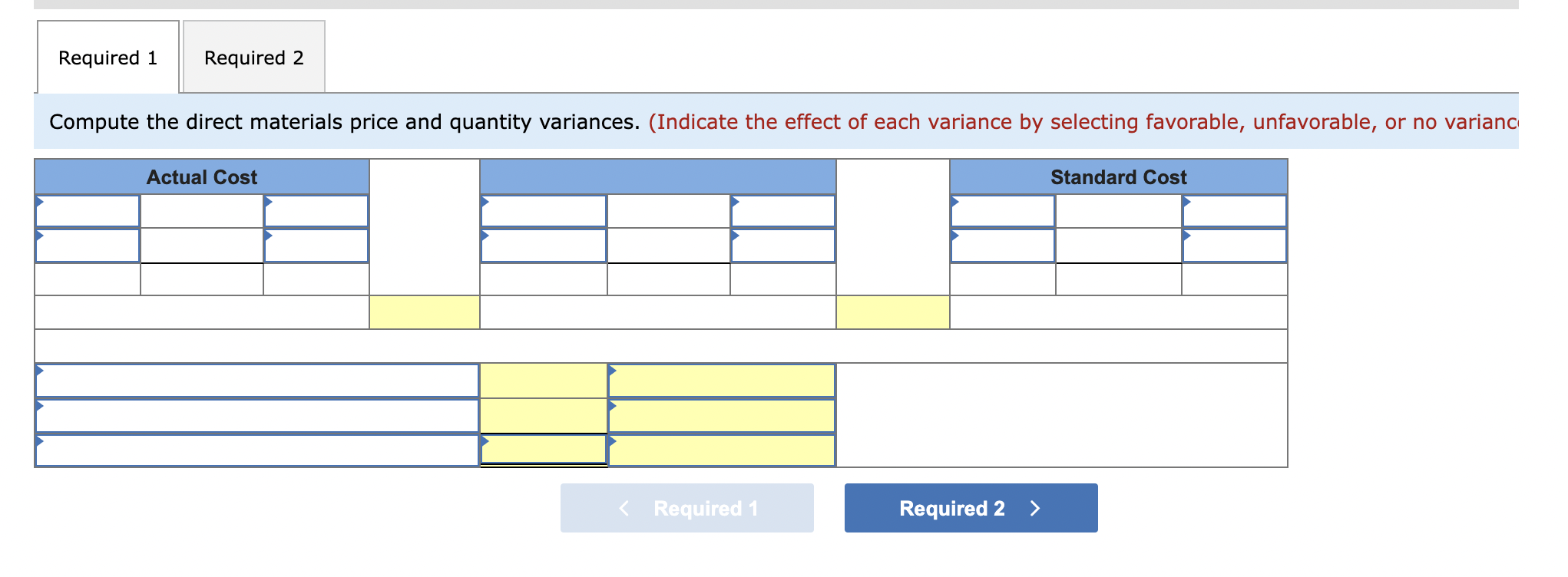 labor variances LO P3 0.75 points Lucia Company has set the following