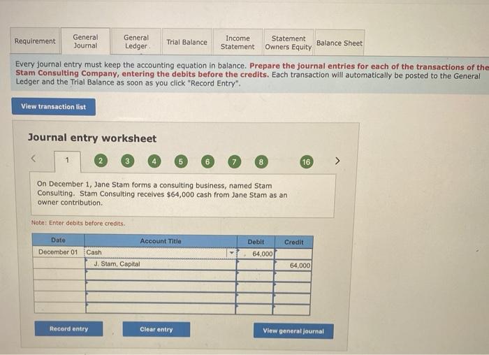 the financial statement impact of each entry. The financial statements are automatically