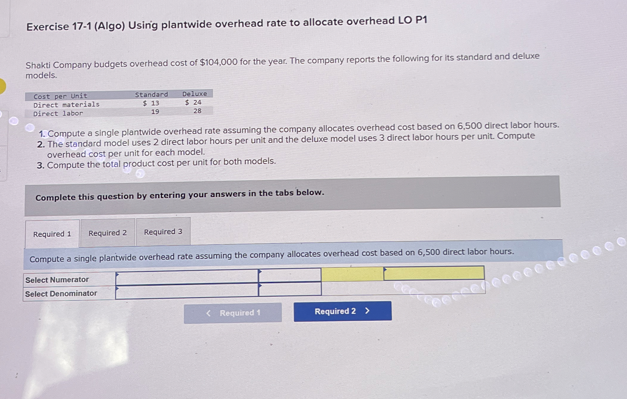  Required information Use the following information for the Quick Studies below.