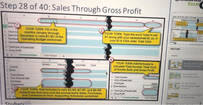 Need help with Excel Budget Project for ACCT 2. Attempting to complete