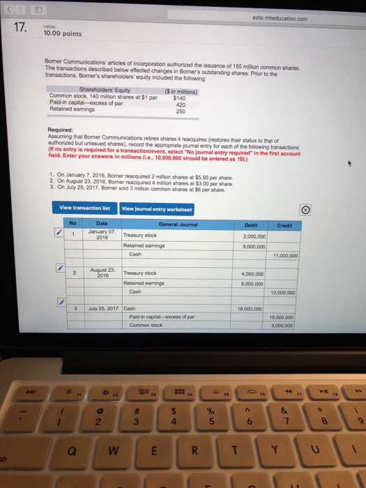  This was done wrong please help 17 10.00 points Bomer Communications