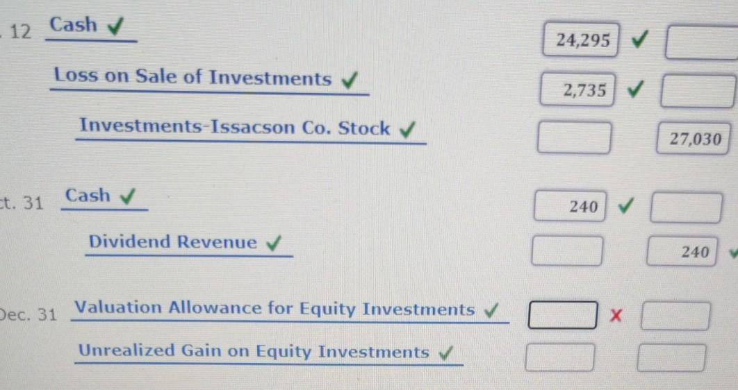 Dec. 31 At the end of the accounting period, the fair value