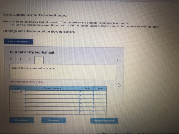 29 Leer Co. unexpectedly pays its account in full to Dexter Company.