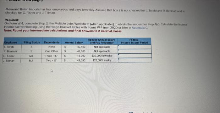 tax year 2020 or later in appendix c. answer please Moravanti ftallan