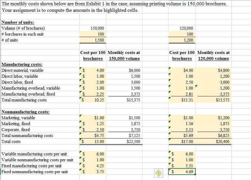Based on the information above... 1. Explain the difference between manufacturing costs