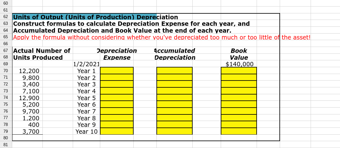 divided into two parts: Part 1 is a series of depreciation calculations.