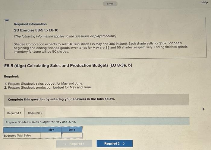  Required information SB Exercise E8-5 to E8-10 [The following information applles