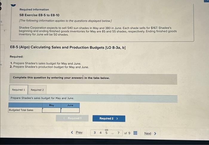 shades in May and 380 in June. Each shade sells for \$167.