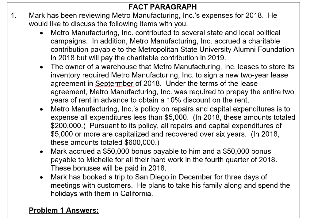 h identify the relevant federal income tax issues. Points are accumulated based