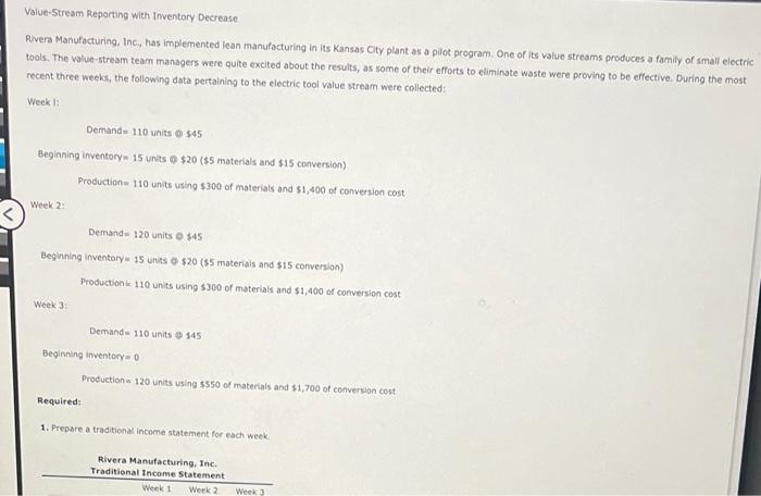 its value streams produces a family of smali electric tools. The value-stream