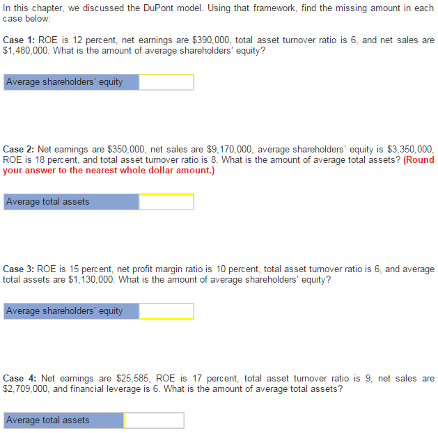  In this chapter, we discussed the DuPont model. Using that framework,