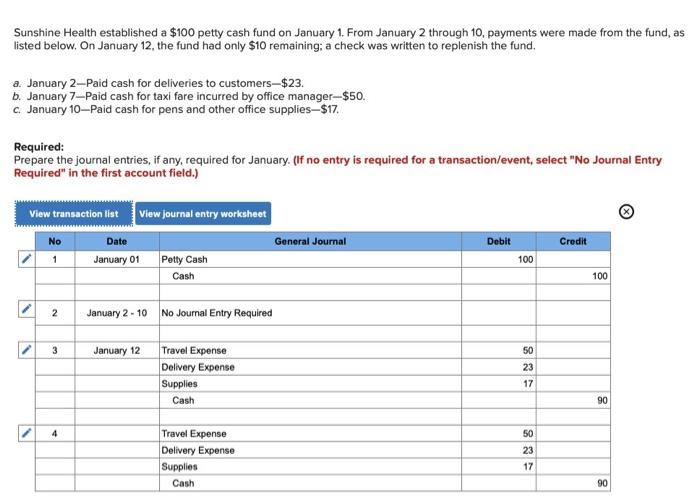 for January. (If no entry is required for a transaction/event, select "No