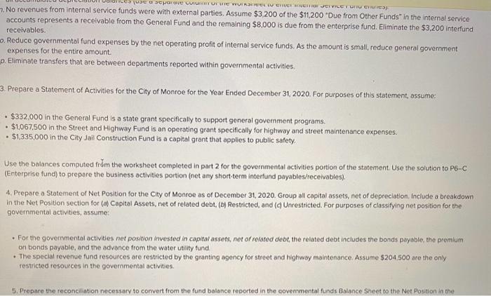 Balances from Section 5- Ci(3) the proprietary funds Statement of Net Position