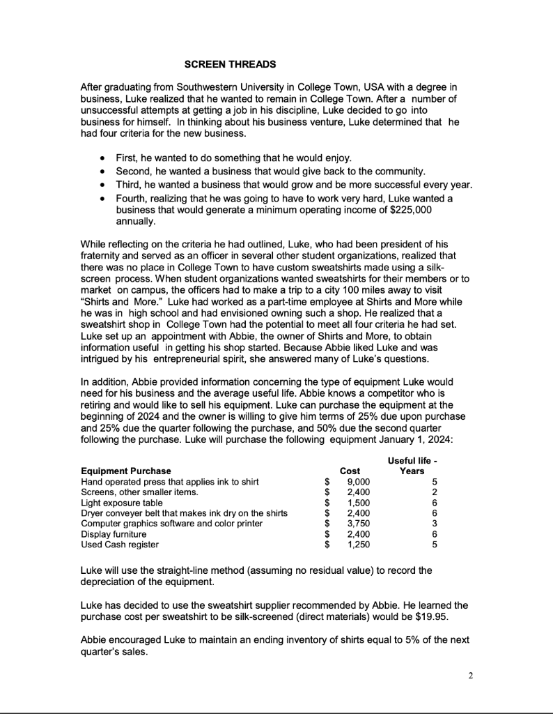 Hi! I need help with this! Luke will use the straight-line method