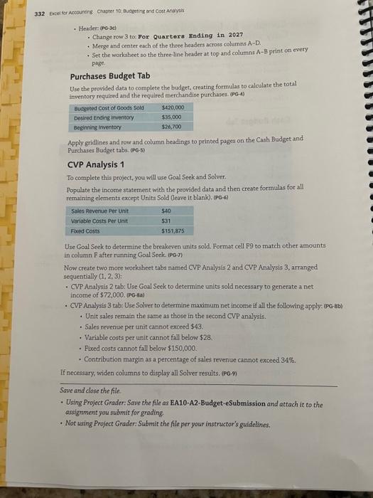 with Project Grader ("PG"), download and use the eStart file and subnuit