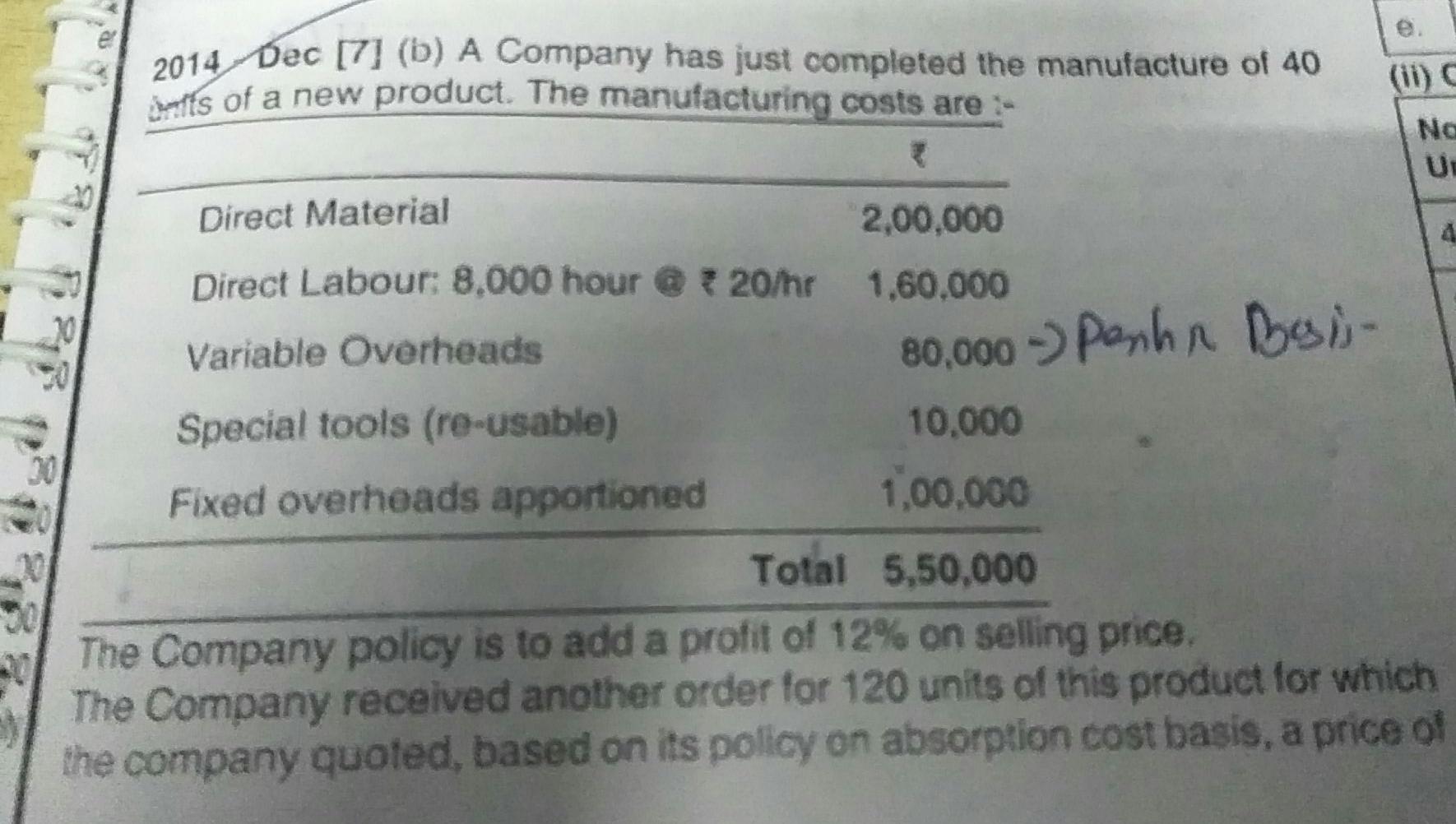 PQ Ltd. has received an order from X Ltd. for 4 units