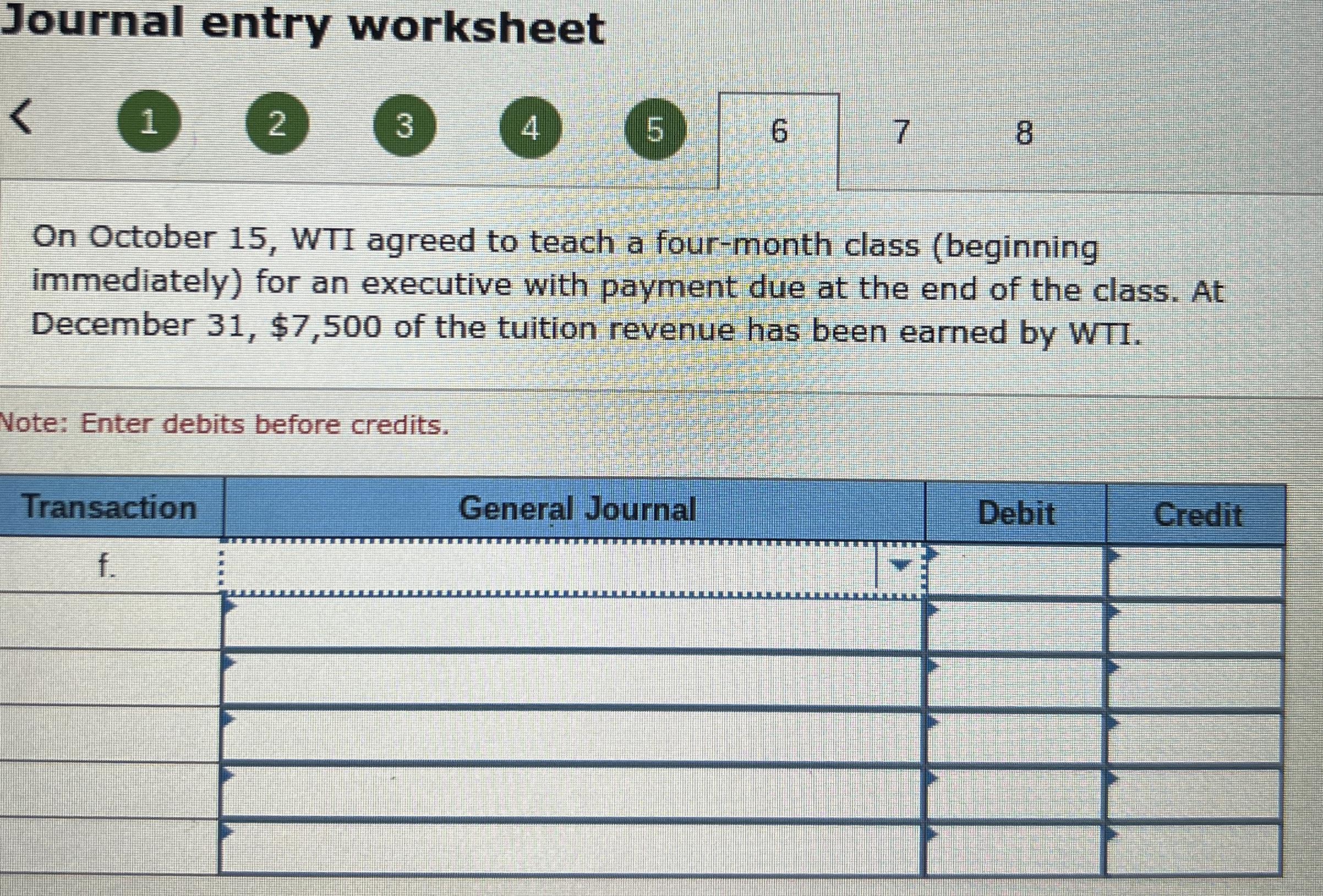  Journal entry worksheet 1 2 3 4 5 6 7 8