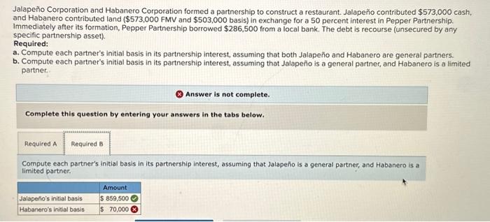 Learning Objective: 7.6 Adjust the tax basis in a partnership interest Jalapeo