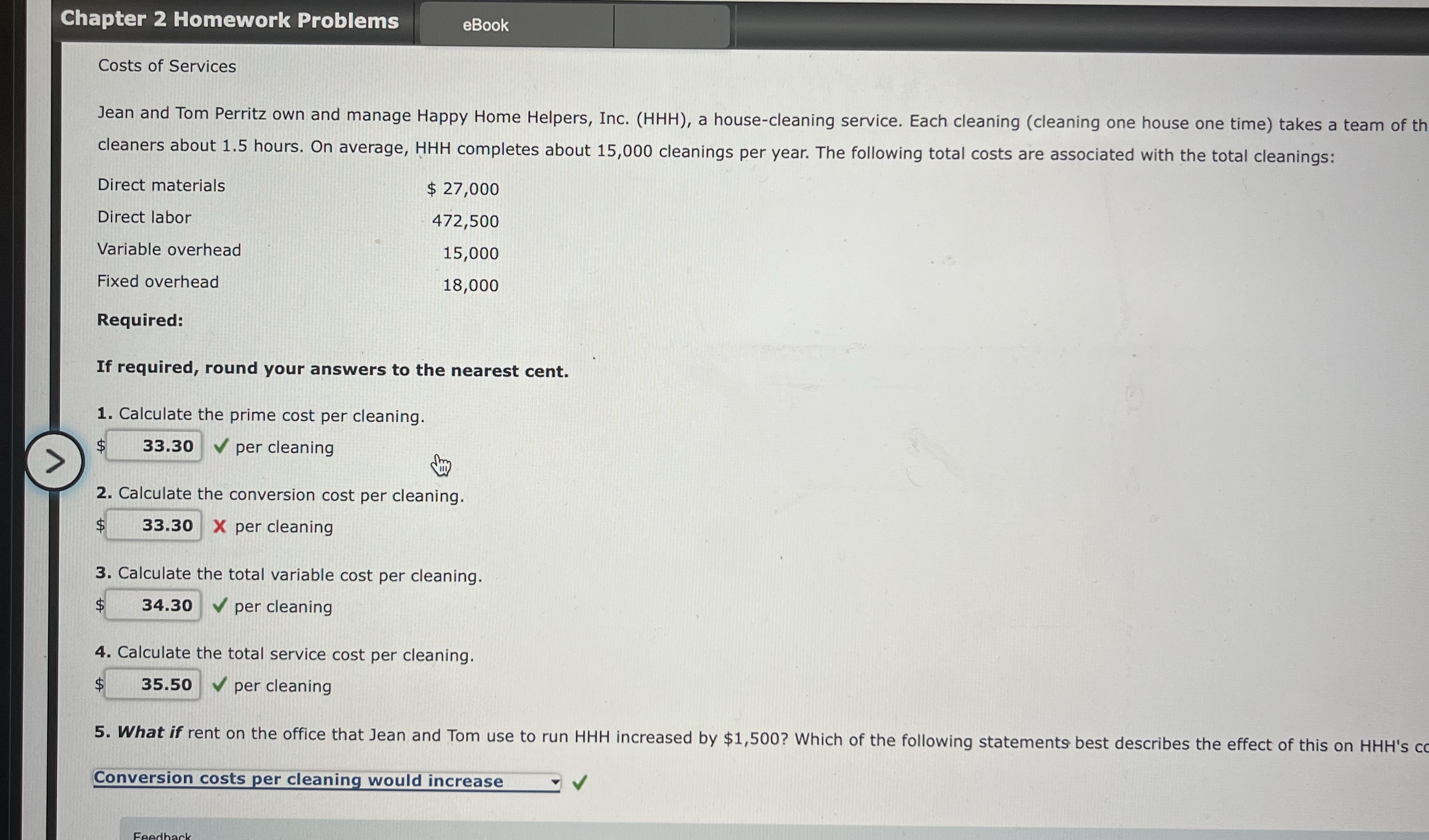  Chapter 2 Homework Problems Chapter 2 Homework Problems eBook Costs of