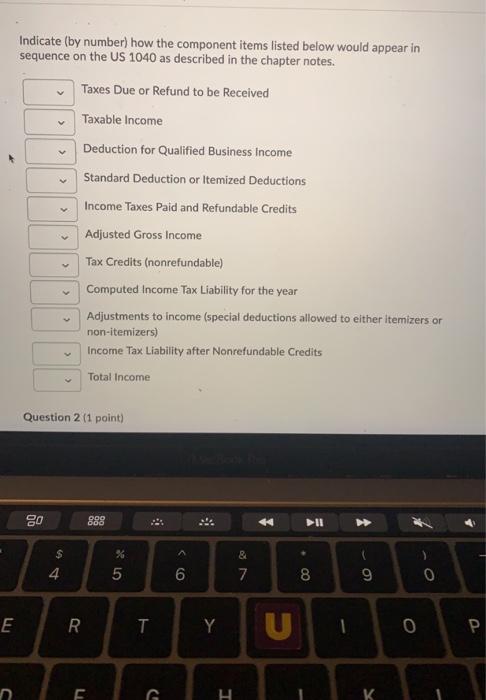  > Indicate (by number) how the component items listed below would