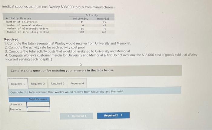 Worley Company buys surgical supplies from a variety of manufacturers and then
