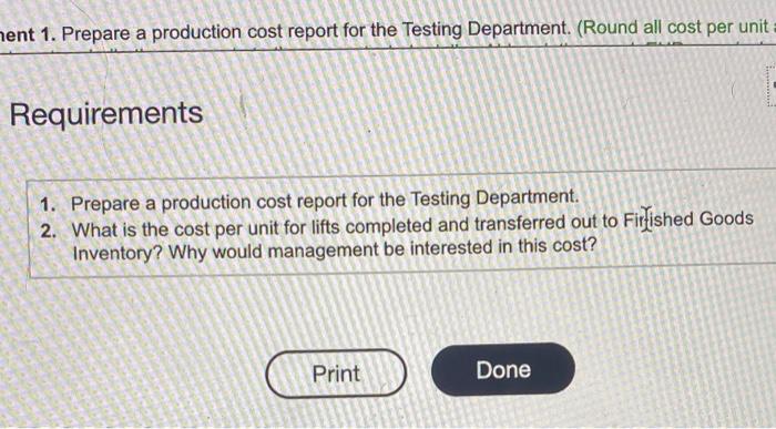 lift, and testing the completed lift. (Click the icon to view additional