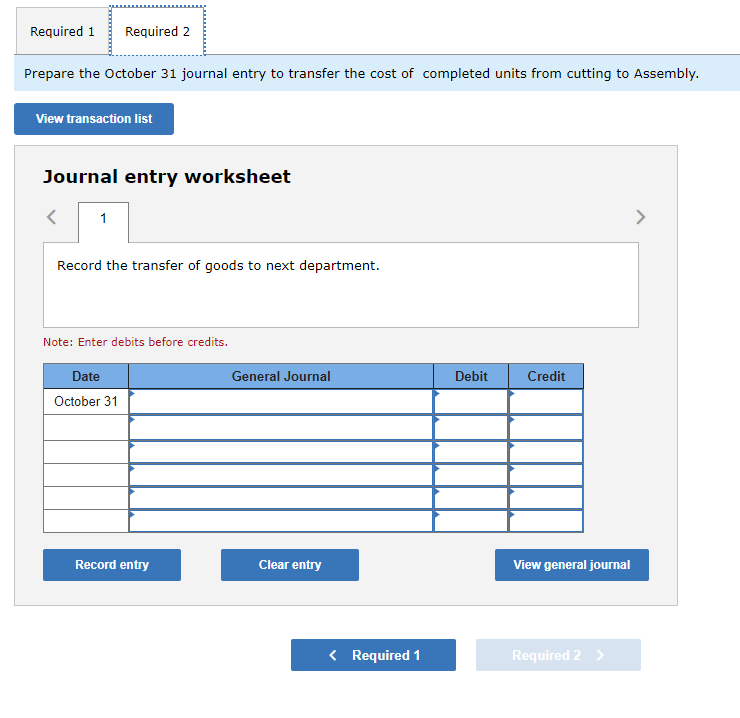 Fast Company produces its product through two processing departments: Cutting and Assembly.