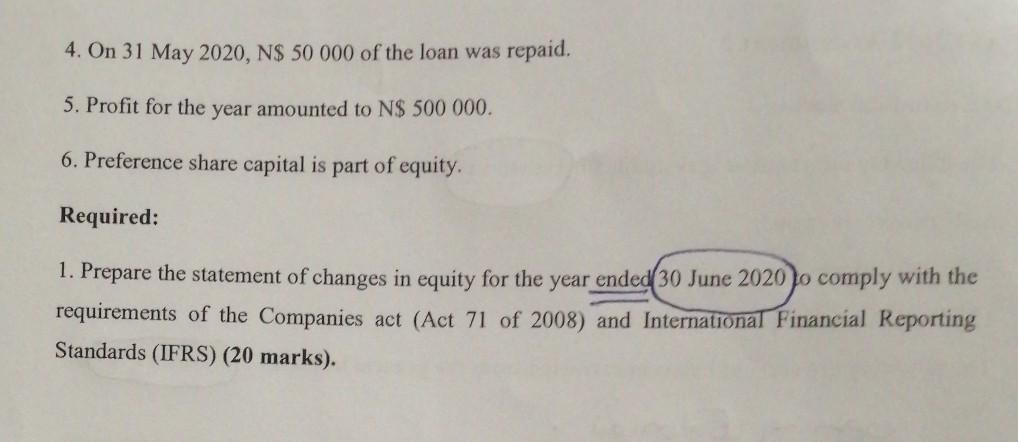 30 June 2020 to comply with the requirements of the Companies act