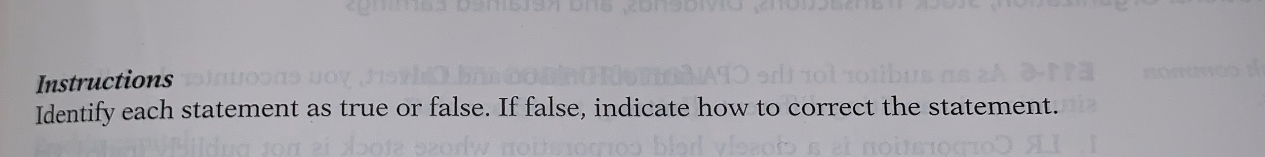 Instructions on lov Identify each statement as true or false. If