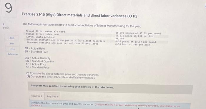 Please Help 9 2 points Book Hint Print References Exercise 21-15 (Algo)