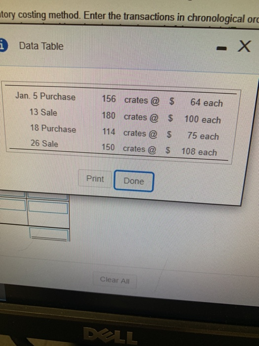  atory costing method. Enter the transactions in chronological or i Data