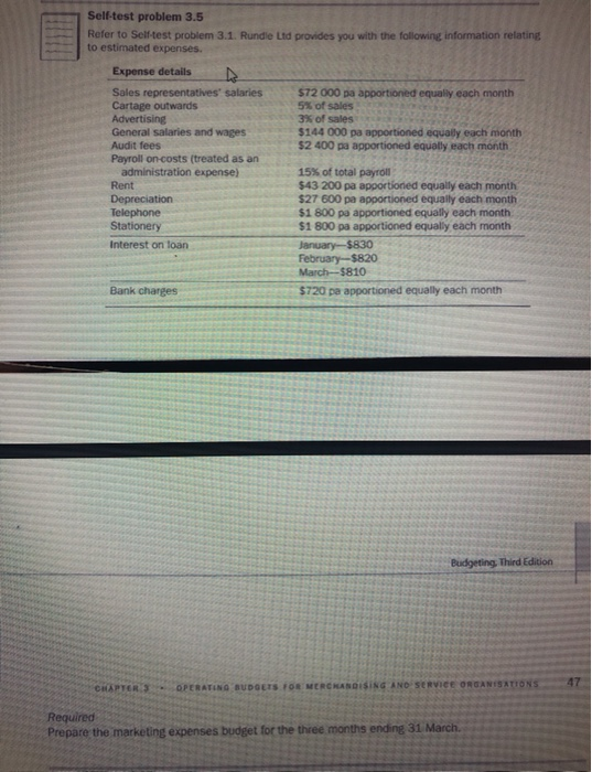  Self-test problem 3.5 Refer to Self-test problem 3.1. Rundle Ltd provides