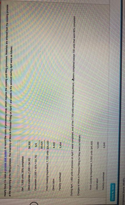  Henny Soup Co. uses a process cost system to record the