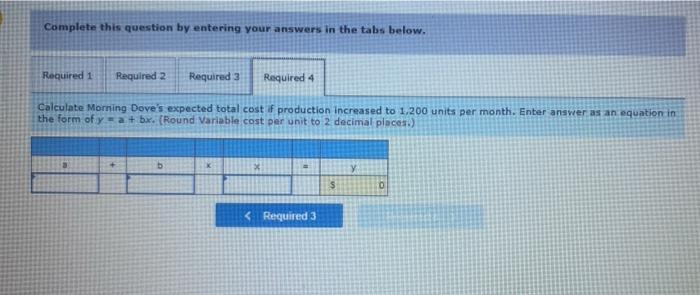 and monthly production costs for the production of 500 units follow Morning