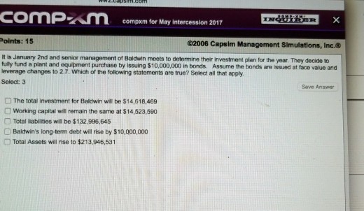 ComP- cm comprom for May intercession 2017 Points: 15 D2006 Capsim