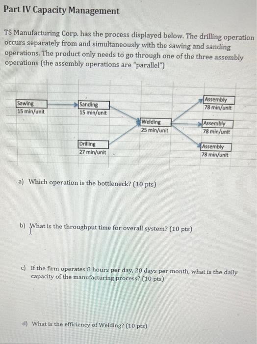 Help me check this 4 part question Part IV Capacity Management TS