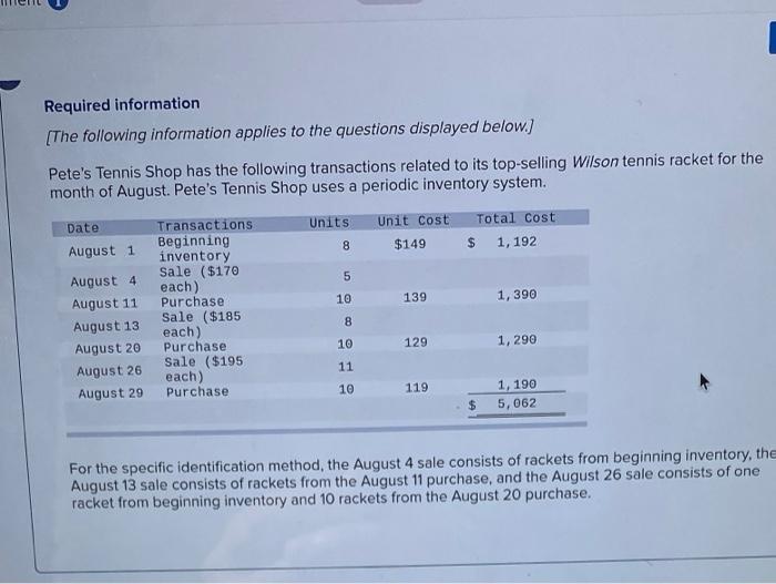 slove wiht math on the side please! Required information [The following information