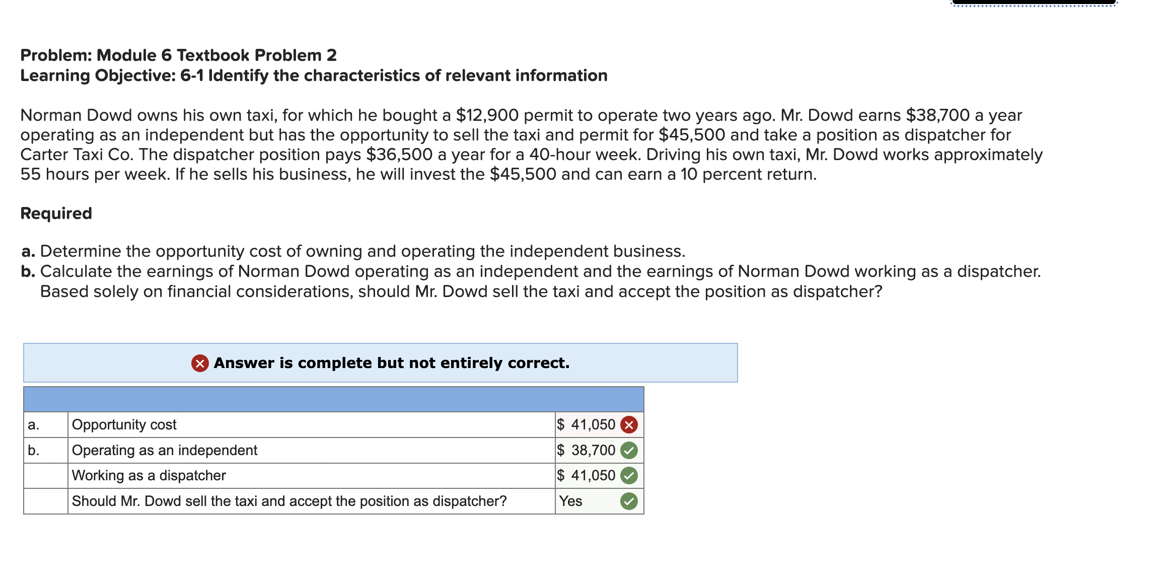  Problem: Module 6 Textbook Problem 2 Learning Objective: 6-1 Identify the