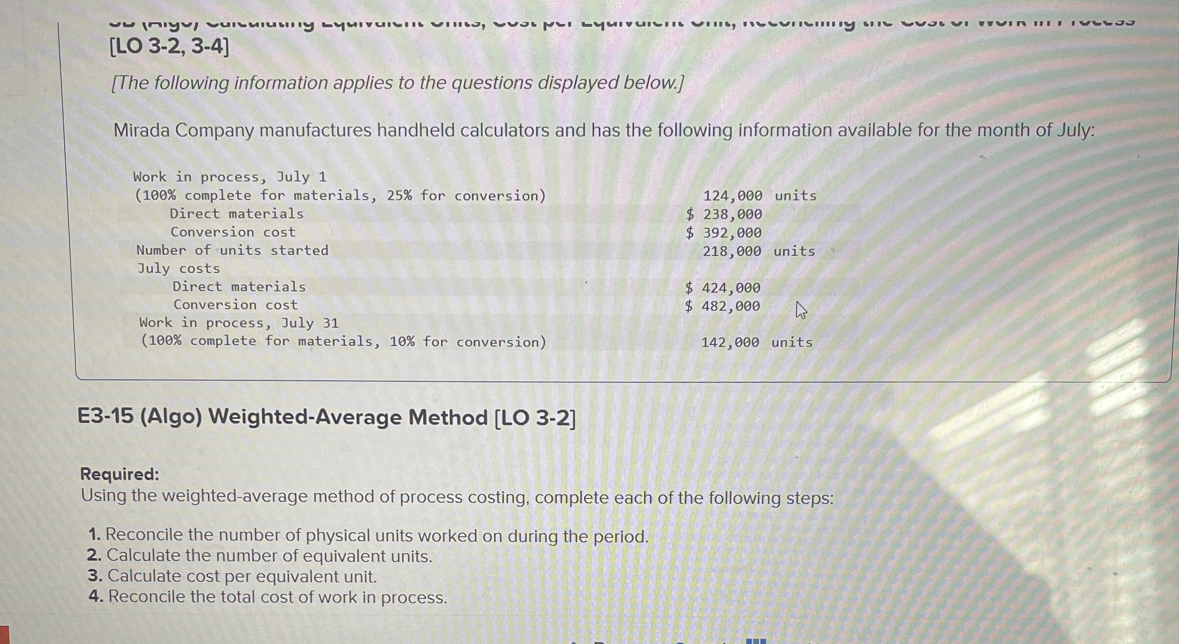  LO 3-2,3-4] [The following information applies to the questions displayed below.]