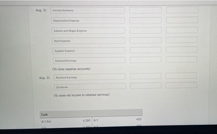 $6,280 3,030 4,200 1,070 10,400 During August, the following summary transactions were